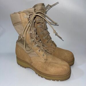 Wellco‎ Military Combat Boots Tan Suede Vibram Sole Desert Tactical 3.5 Wide